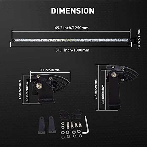 SKYWORLD 49 inch 240W Led Light Bar Single Row Spot Work Driving Lights Fog Lamps with 12V Toggle Switch Wiring for Offroad Truck Boat ATV SUV 4WD 4x4 Car Golf Cart