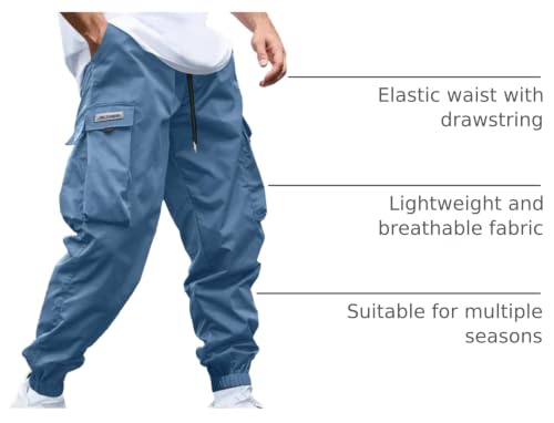 Image of JEMLDL Mens Cargo Joggers Pants Elastic Waist Drawstring with Flap Pockets Techwear Pants for Men