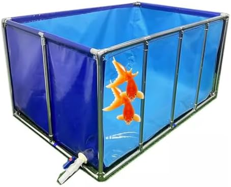 Transparent PVC Aquarium Pool with Steel Frame & Drain Valve - Blue & Clear - Perfect for Ponds, Fish Tanks, Koi & Goldfish Enthusiasts