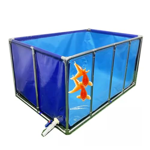 Acuario plegable grande con soporte de metal, ventana de visualización transparente para uso en interiores y exteriores, ideal para la cría de koi, estanques de peces y soluciones de riego agrícola