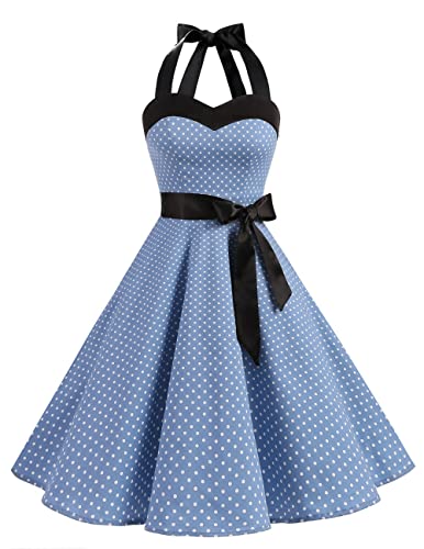 DRESSTELLS Women's Vintage 1950s Cocktail Party Dress Retro Wedding Guest Halter Rockabilly Swing Dresses - Image 3