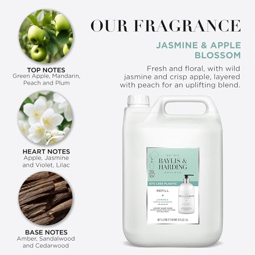 Baylis & Harding Jasmine & Apple Blossom Anti-Bacterial Hand Wash 5 Litre Refill (Pack of 2 - Total 10 Litres) - Vegan Friendly - Image 2