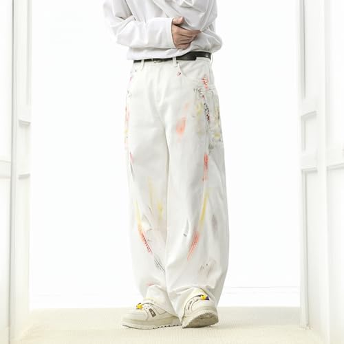 Baggy Jeans Men Relaxed Fit Graffiti Wide Leg Denim Pants Casual Parachute Open Bottom Streetwear for Skater Jeans Hip Pop3