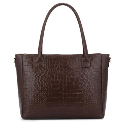 Image of AVERAA Women Handbag Combo Set (Medium + Mini) Croco Texture Faux Leather