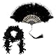 KarnevalsTeufel Federboa mit Schwarzer Federfächer, Schwarze Federboa, Federstola Federschal Kostüm Karneval, Flauschige Truthahnfedern Boa Für Karneval, Tanzen, Hochzeitsfeier 20er Jahre Charleston