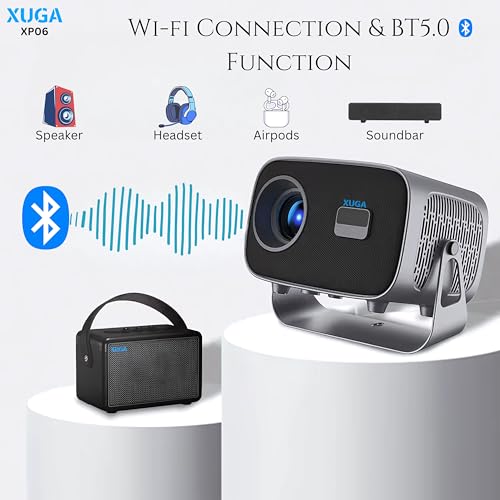 Image of XUGA- Cybernautt XP06 4X+ Fully Automatic Projector 4k Ultra HD | Native 1080P | 360 Rotation | 5500 Lumens, Android OS, WiFi 6, Powerful 5W Speaker, Portable Home Theater | Smart Projector for Room