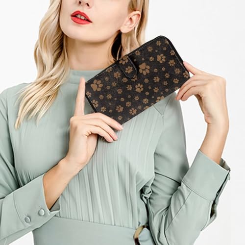 doginthehole Dog Paw Print Wallets Slim Thin Leather Purse Credit Card Holder for Women Zip Around Wallet Clutch Large Capacity Organizer for Phone Key Cash Checkbook4