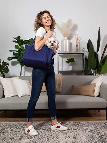 Waggo Canvas Dog Bag Carrier Tote, For Pet Small Dog & Cat, Soft-Sided | Ideal For Subway, Walking, Hiking (Navy) #TOP5
