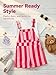 Haloumoning Girls Striped Overalls Kids Fashion Adjustable Straps Colorblock Overall Shorts Rompers with Pockets 5-14Y