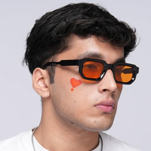 Retro Chunky Rectangle Sunglasses for Men Women Trendy Small Square Thick Sun Glasses Hexagon Shade3