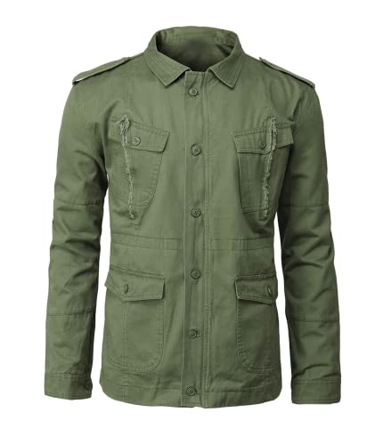 Men's Military Style Olive Green M65 Field Lightweight Cotton Jacket