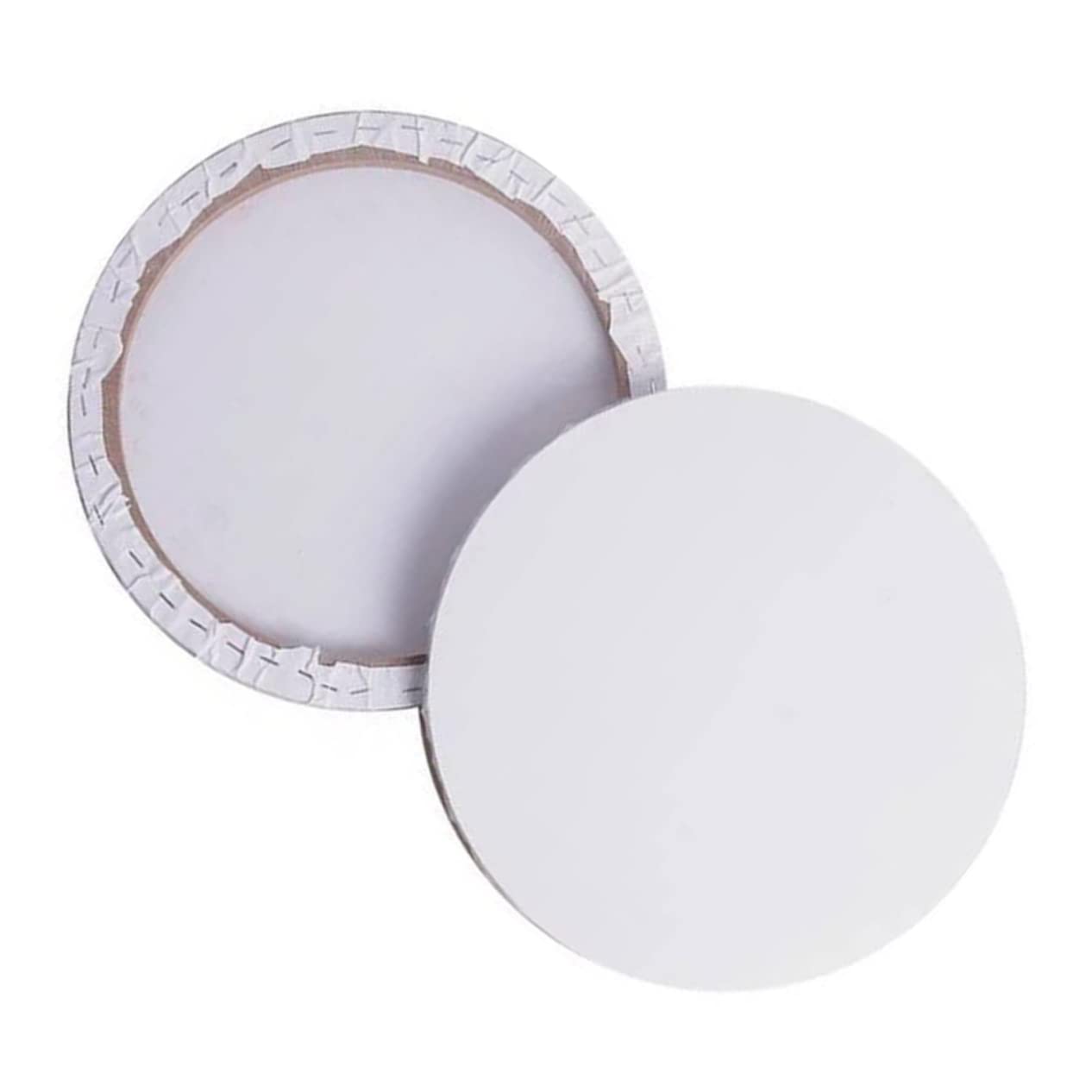 Ciieeo Marco de Madera Redondo para Lienzo de Algodón Blanco de 40cm, Grueso y Estirado, Adecuado para Pintura y Dibujo Artístico