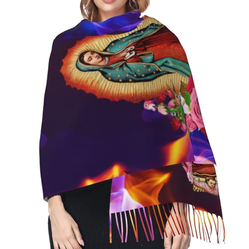 Virgen de Guadalupe Scarf Virgin Mary Shawl Wrap for Women Our Lady of Guadalupe Womens Shawl4