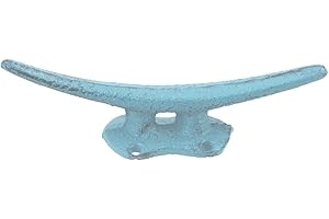 Light Blue Cast Iron Cleat Hook for Nautical and Lake House Decor