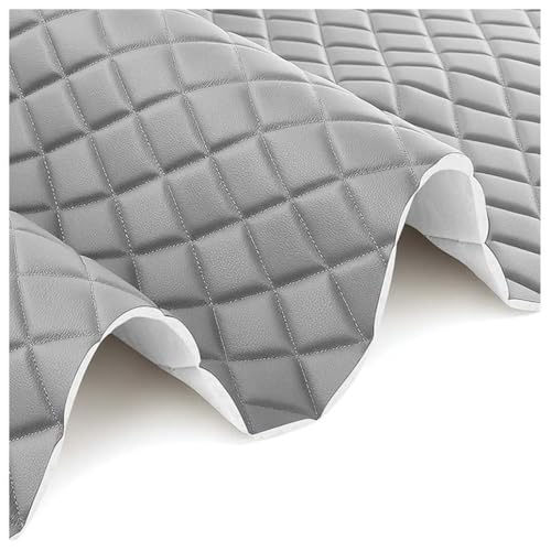 Polipiel Tela De Cuero De Imitación Material Texturizado por Tapizar, Polipiel, Manualidades Vinilo Cojines O Forrar Objetos para Cojines De Coche(Light grey,1.6X2m)