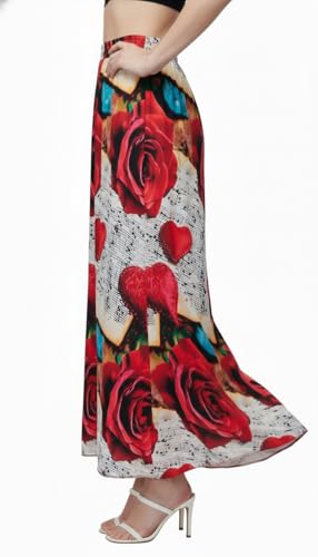Image of VAGISHA Women's 4-Metre Flared Long Skirt | Skirts for Women Long Length | Long Skirts for Girls | Ethnic & Boho Printed Wear with Elastic Waist | Perfect for Party, Festive & Casual Look
