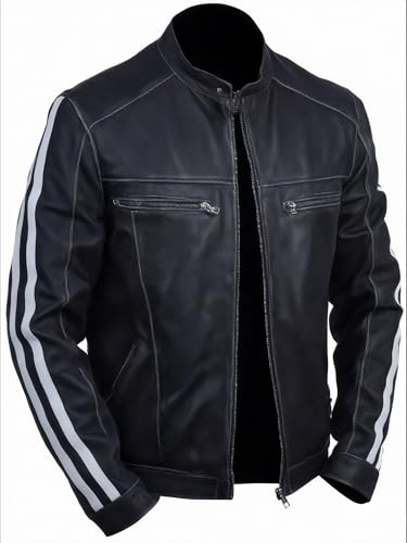 Men's Resident Leon S Kennedy Evil Vendetta Genuine Leather Black Biker Motorcycle Leather Jacket4