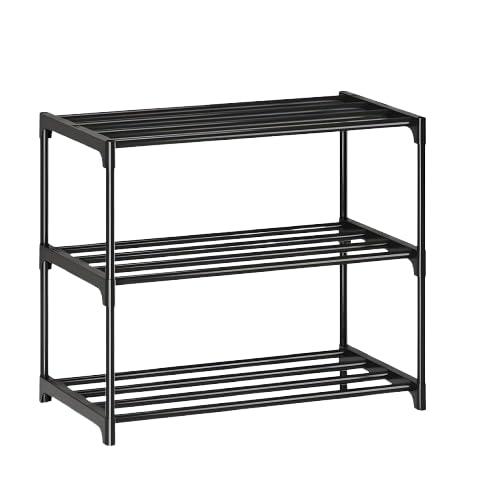 Tier Shoe Rack Organizer for Home Entryway, Bedroom & Closet Metal Frame Shoe Storage Stand for Foot, Heels, Sneakers & Slippers Space Saving Multi-Layer Shoe Organizer Shelf (3 Layer)-image-22
