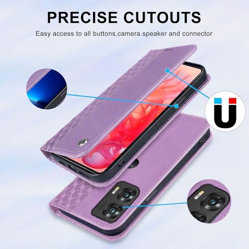 Image of Wallet Case for Motorola Moto G Stylus 5G 2024 6.7 inch - PU Leather Flip Cover with Card Holder Slots, Strong Magnetic Folio Phone Case, Purple