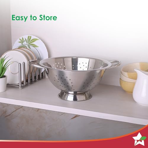 Image of Wonderchef Ambrosia Rice and Vegetable Strainer| 3 L Capacity | Food-Grade Stainless-Steel |Multi-Purpose Kitchen Tool - for Straining & Rinsing Rice, Veggies, Pasta | Easy to Clean | 1-Year Warranty