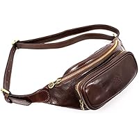 Time Resistance Riñonera de Piel para Hombre y Mujer - Estilo Vintage con Cuero Aunténtico de Vachetta, Hecha a Mano en Italia - Ideal para Llevar Todo lo Que Necesitas, Color Marrón Oscuro