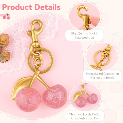 Image of TINKRSTUFF Cherry Bag Charm Cute Key Chains Cherry Purse Charms for Handbags, Strawberry Keychain Best Gifts