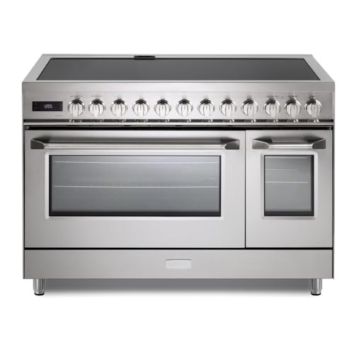 Image of Verona VUFSIE487DSS 48 inch Ultima Collection Induction Range with 7 Elements, Griddle, 6.5 cu. ft. Total Oven Capacity, Bridge Control, Digital Clock in Stainless Steel