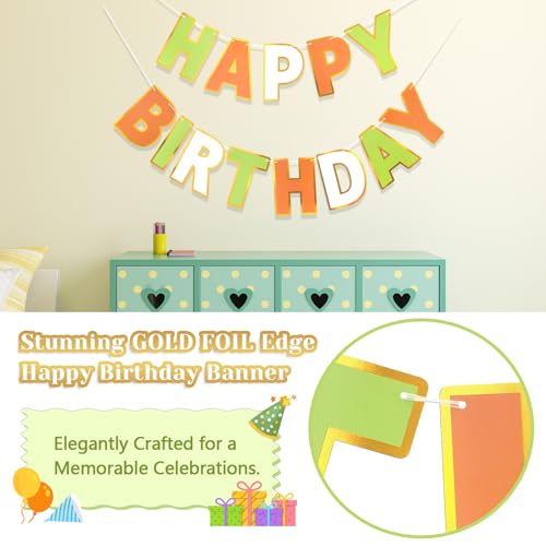 Image of Pre-Strung Happy Birthday Banner Tri-Color Party Decorations