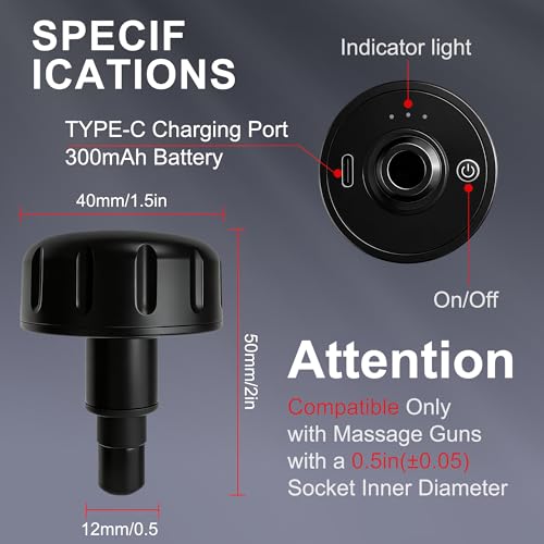 Image of LEERCON Heating Head for Small Massage Gun - 3-Temp Settings (104 /113 /122F) & 15-Min Auto-Off, Portable Rechargeable Handheld Accessory for Muscle Pain Relief