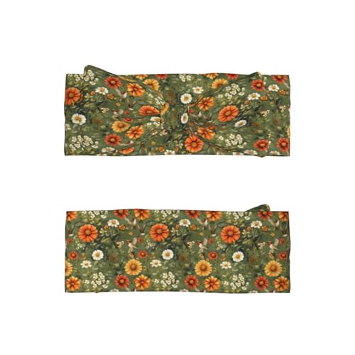 Orange Daisy Hummingbird Print Baby Girl Bows Headbands Baby Girls Newborn Headbands Infant Toddlers 0-6 Months2