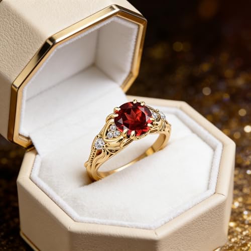 Image of Gemstone Vintage Rings for Women s925 Sterling Silver Round Cut 1.0 Carat Gemstone with Moissanite Promise Engagement Anniversary Ring for Her