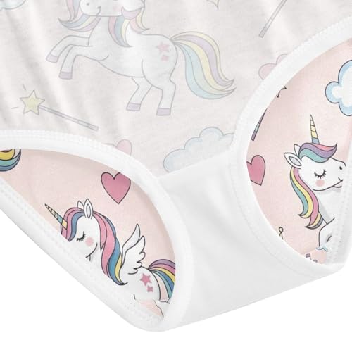 Cute Unicorns Rainbow Manes Toddler Underwear, Girls' Cotton Brief Underwear, 2T–8 Years4