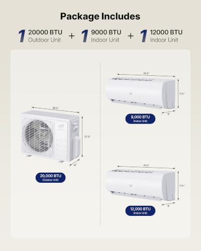 Image of Upstreman 2 Zone Mini Split with Heat Pump, 9K+12K BTU, 23 SEER2, 230V