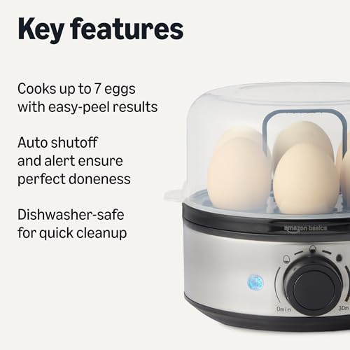 Amazon Basics Electric Egg Cooker for Hard-Boiled Eggs, 7-Egg Capacity, BPA Free, Black by Amazon Basics - Image 2