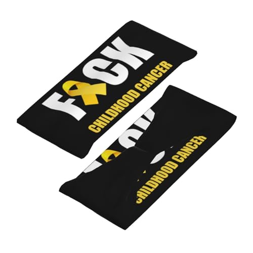 Fuck Childhood Cancer Awareness Gold Ribbon Adjustable Sports Headband Moisture Wicking Sweatband for Running Workout4