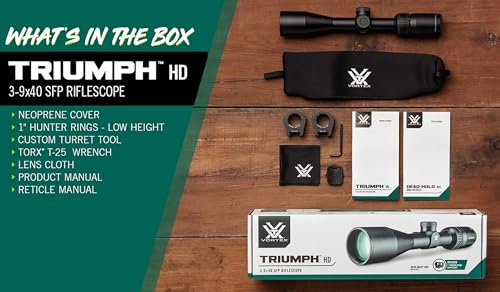 Image of Vortex Triumph HD 3-9x40 Second Focal Plane, 1-inch Tube Riflescope Kit