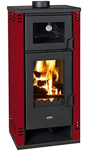 Prity EEK A+ Kaminofen mit Backfach K2 GT F Bordeaux – 8,1kW