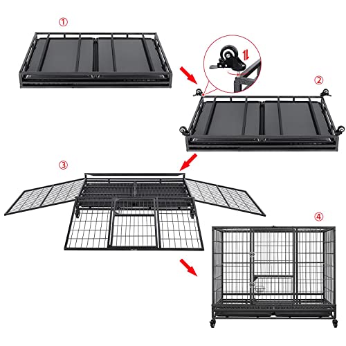 Image of Yaheetech 43 Inch Collapsible Open Top Metal Dog Crate w /Double Doors