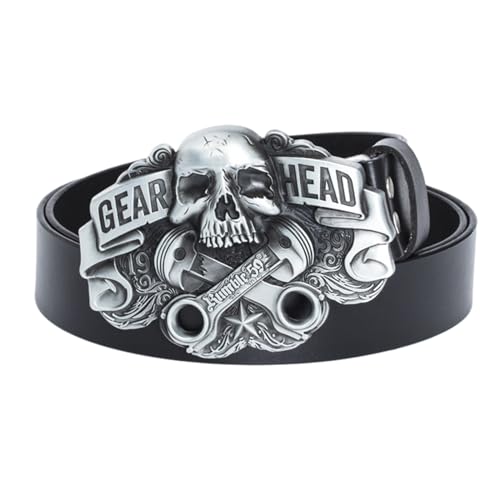 Ceinture de taille punk en cuir ajustable avec boucle en forme de crâne
