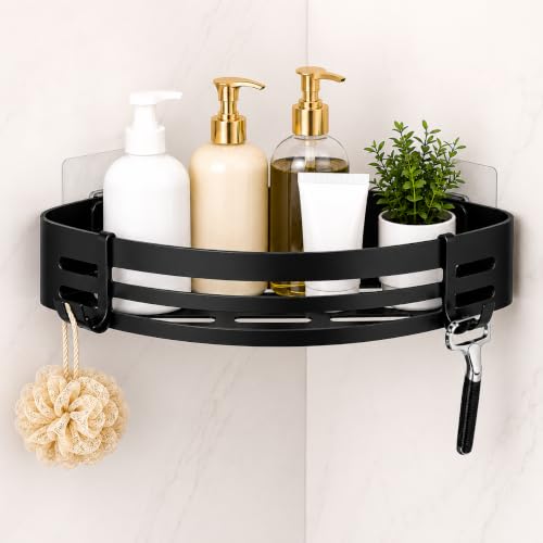 Bathroom Self Shower Corner Caddy, No Drill, Pack of 1, Black