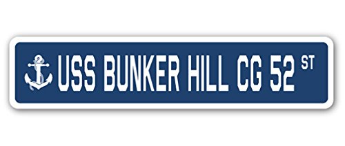 USS Bunker Hill CG 52 Street Sign us Navy Ship Veteran Sailor Gift