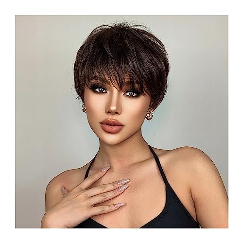 Perruques pour femmes cheveux résistants à la chaleur coupe courte droite