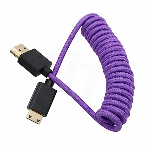 HangTon 8K 4K 60p Mini HDMI to HDMI 2.1 Braided Coiled Cable for Nikon Z5 Z7 D750 Sony CX7 SR7E Canon EOS R RP 5DIV ATOMOS Ninja V Portkeys Video Assist Monitor Type A C - Image 4