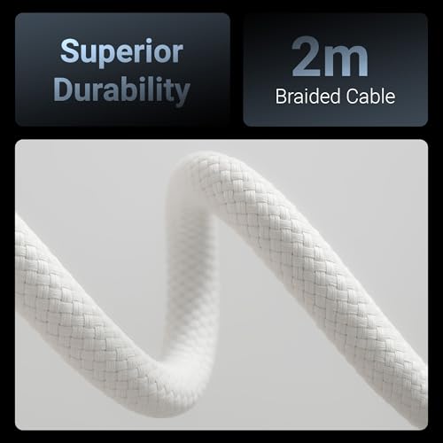 Image of Zebronics Wattz 240CC1 Type-C to Type-C Braided Cable, PD 240W, 2 Meter, Durable, Charge & Sync, Rapid Charging, For Laptops, Tablets, Mobiles (White)