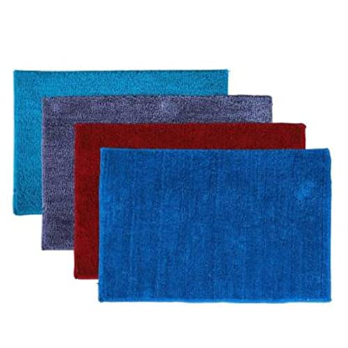 Image of Anti Skid Doormats for Home and Office Entrance Living Room and Bathroom Mats | Entrance Door Mats for Home and Office Entryway. (Pack of 4 (Blue-Red-Grey-Blue), 16x24)