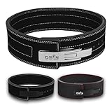 DEFY Power Lifting Belt Lever Buckle Genuine Leather 10MM Gym Training Exercise Belt Black (XL)