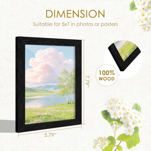 Image of 5x7 Picture Frame Set of 2, Solid Wood Frames, Black Woodgrain