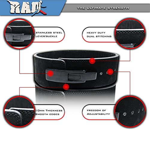 Rad Weight Lifting Belt Powerlifting Men & Women, Weightlifting 10 Mm Lever Belt (Jet Black, Medium) #TOP3