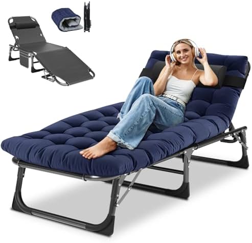The Ultimate Guide to Cozy Reading Chairs: Find Your Perfect Reading Nook Companion 📚 DoCred Heavy Duty Chaise Lounge Chair, Adjustable 5-Position Folding Chaise Lounge Chairs for Outside, Portable Lay Flat Beach Lounge Chair for Outdoor Sunbathing Beach Pool Lawn Camping