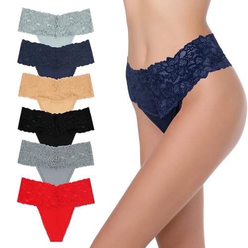 Garedob Tanga mit hoher Taille, Unterwäsche, Bauchkontrolle, Höschen, Baumwolle, Spitze, Größe S–4XL, 4XL